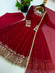 Party-wear Georgette Embroidery Work Gown