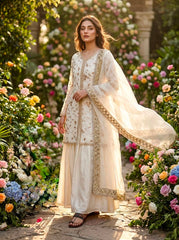 Designer Pure Fendi Silk Embroidery Work Sarara Set