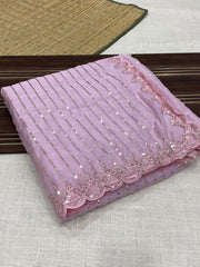 Party-wear Tabby Organza Silk Embroidery Sequence Work Saree