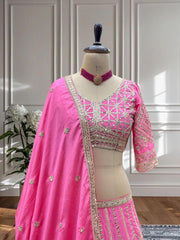 Party-wear Chinon Embroidery & Sequence Coding Work Lehenga Choli