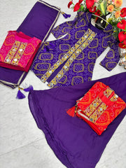 Designer Georgette Bandhni Printed Palazzo With Top