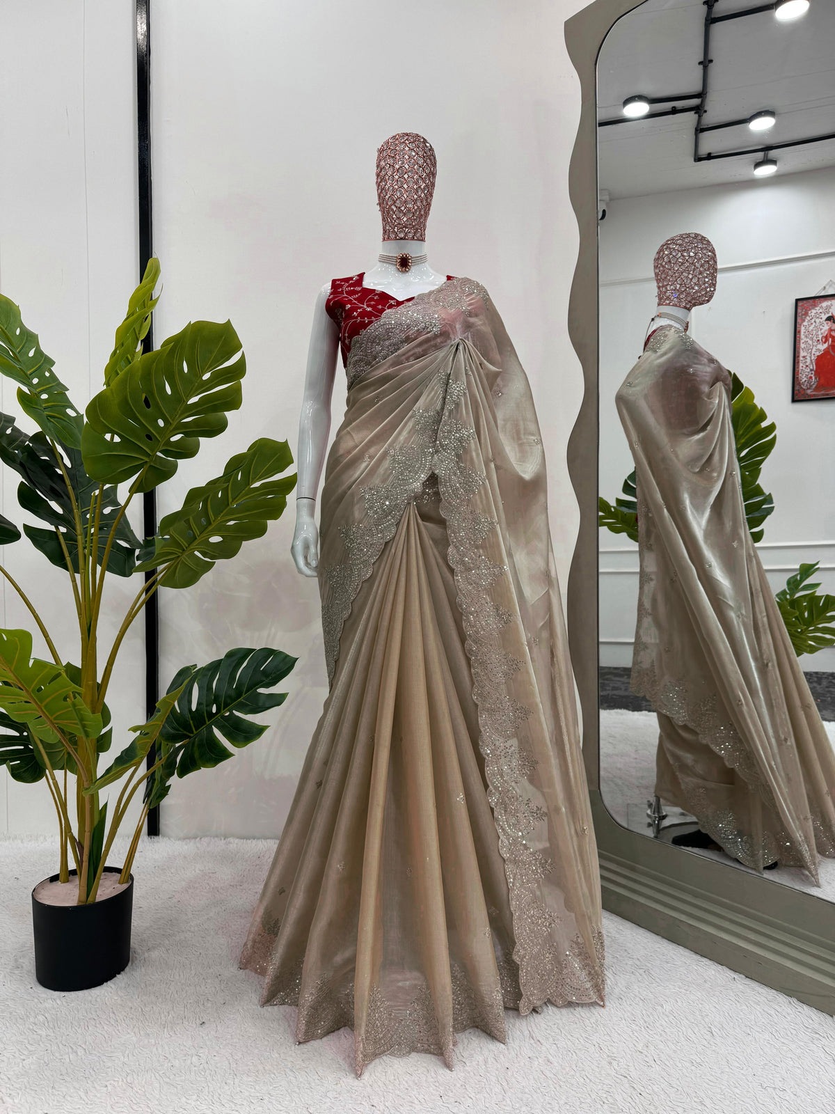 Trending Designer Jimmy Choo Thread & Sequence Work Saree