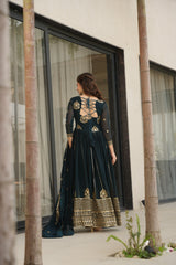 Party-wear  Blooming Designer Rich Zari & Sequence Embroidered Gown
