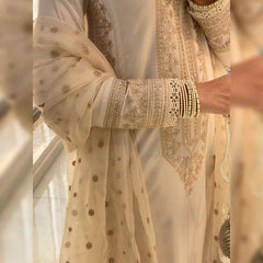 Desirable Fancy Roman Silk Sequence Embroidery Cotton Work Dress