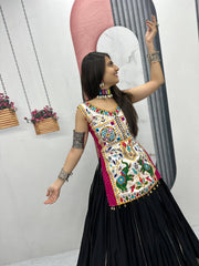 Navratri Special Gamathi Work With Real Mirror Work Lehenga With Stitched Blouse
