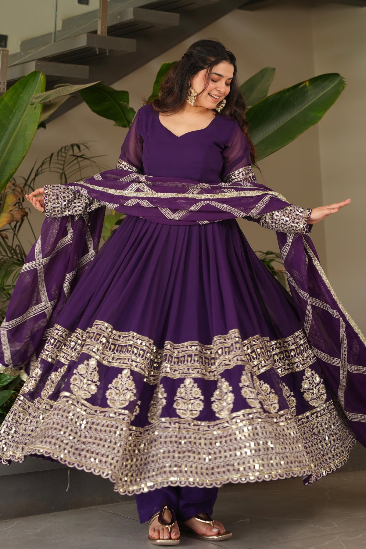 Beautiful Georgette Embroidery Sequence Work Gown