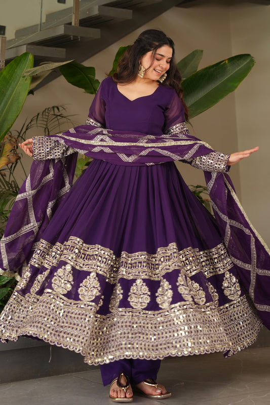 Beautiful Georgette Embroidery Sequence Work Gown