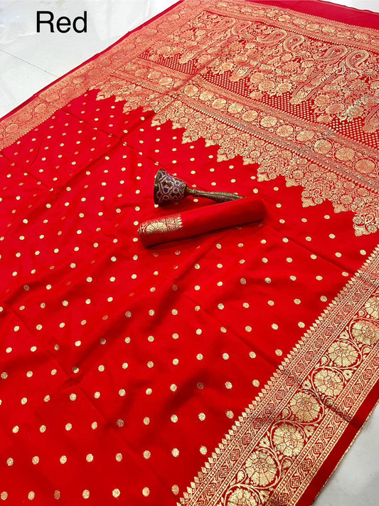 Beautiful Heavy  Banarasi Silk Gold Zari Weaving Saree