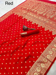 Beautiful Heavy  Banarasi Silk Gold Zari Weaving Saree