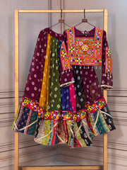 Navratri Special Georgette Printed Vintage Gamthi Work Lehenga With Stitched Choli