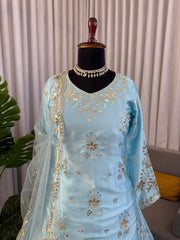 Party-wear Japan Satin Thread With Sequence Work Sharara