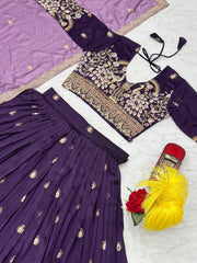 Festival Special Vichitra Silk Embroidery Thread & Sequence Work Lehenga Choli