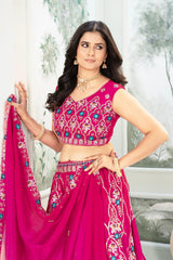 Perfect Bride Maid's Special Pink Chinon Designer Lehenga Choli