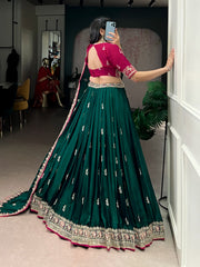 Beautiful Satin Silk Sequins & Thread Embroidery Work Lehenga Choli