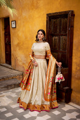 Traditional Silk Paithani Zari Weaving Work With Lace Border Lehenga Choli