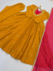 Beautiful Elegant Embroidered Sequence With Real Mirror Designer Gown