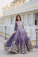 Festive Special Pure Chinon Silk Embroidery Sequence Work Lehenga Choli