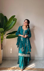 Party-wear Georgette Sequence Embroidery Work Gharara