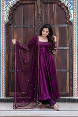 Festival Special Upada Silk Fully Flair Sequence & Embroidery Work Gown