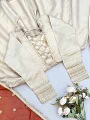 Beautiful Cosmos Gold Elegant Heavy Lace Work Designer Anarkali