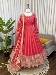 Festive were Chinon Silk Sequence Work gown