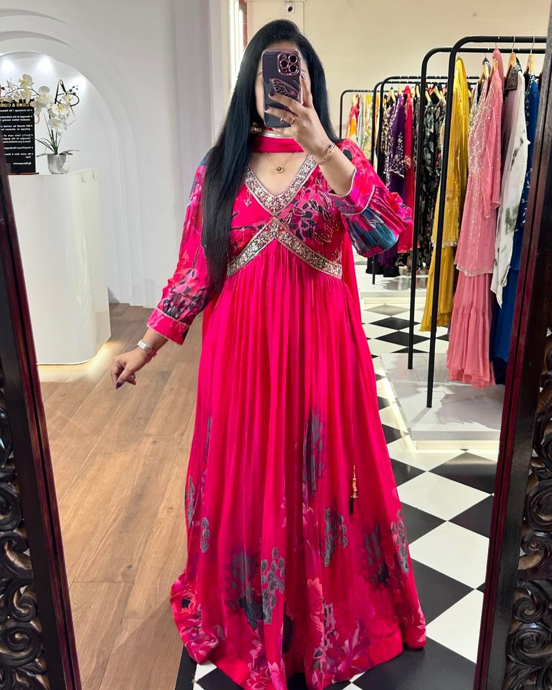 Beautiful Designer Georgette Digital Print With Thread & Sequence Work Gown