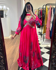 Beautiful Designer Georgette Digital Print With Thread & Sequence Work Gown