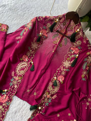 Wedding Special Rangoli Silk Sequence Embroidery Work Shrug With Dhoti