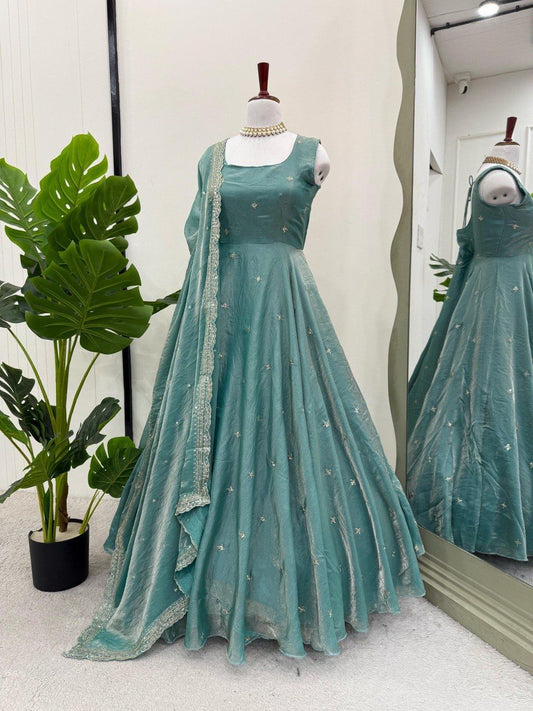 Eid special Fendy Silk Thread With Sequence Work Gown