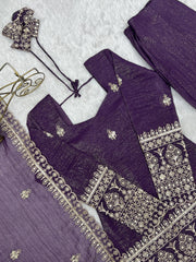 Party-wear Stylish Crunchy Silk Embroidery & Sequence Work Sharara