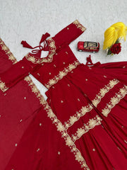 Wedding Wear Chinon Silk thread & Sequence Work Lehenga With Stitched Blouse