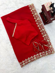 Party-wear Georgette Thread With Sequence Work Saree
