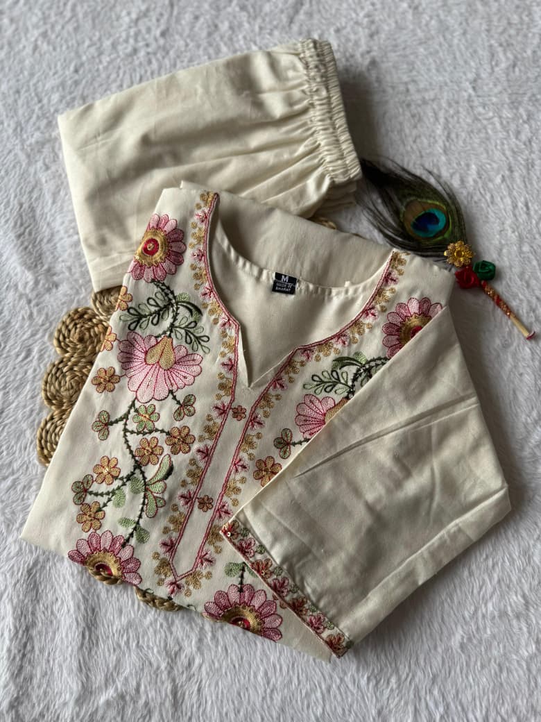 Beautiful Pure Khadi Cotton Embroidery With Sequence Work Dress