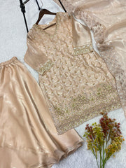 Party-wear Fendy Silk Bead With Embroidery & Handwork Suit
