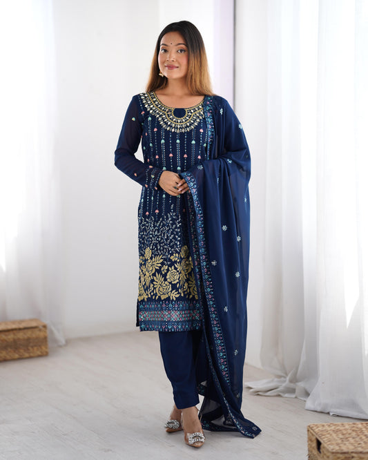 Beautiful Georgette Sequence Real Mirror Work Salwar Suit