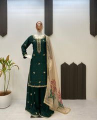 Party-wear Designer Chinon Silk Sequence Embroidery Work Suit