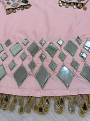 Party-wear French Crepe Embroidery Thread With Real Mirror Work Sharara