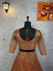 Party-wear Flared Butterfly Net Embroidery & Sequence Work Lehenga Choli