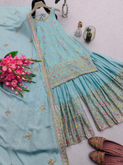 Designer Party-Wear Heavy Embroidery Sequence  & Real Mirror Work Dress