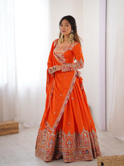 Beautiful Crep Silk Coding Dori With Thread & Sequence Work Lehenga Choli