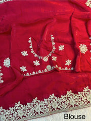 Beautiful Designer Pure Fendy Satin Silk Embroidery Border Work Saree