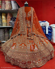 Dabka Zardosi Beads Handwork Rani Hot Pink Maroon Cherry Red Rust Orange Latest Bridal Lehenga