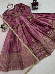 Beautiful Elegance Japan Satin Thread With Sequence Work Gown