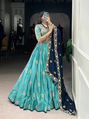 Beautiful Slab Silk Sequence & Thread Embroidery Work Lehenga Choli