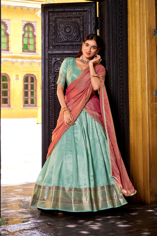 Traditional Festive Special Dupion Silk Zari Weaving Work Lehenga Choli