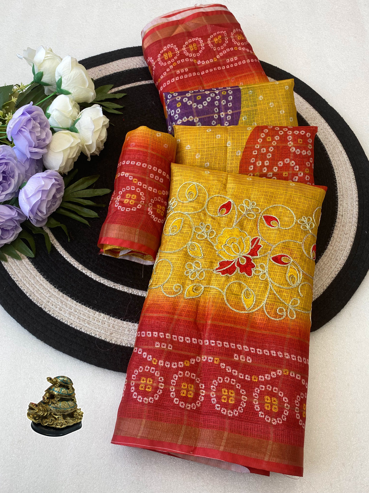Beautiful Traditional Printed Bandej Printed Saree