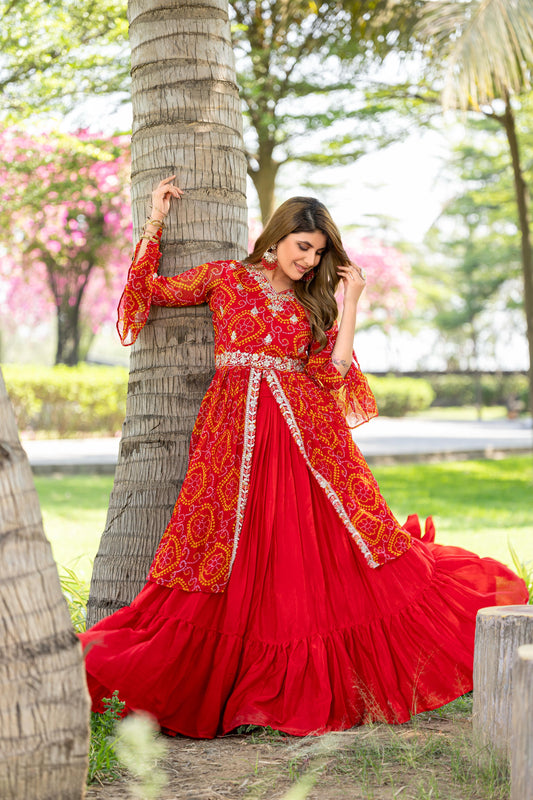 Beautiful Pure Bandhrej Festival Choli With Attached Shrug