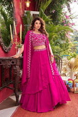 Wedding Special Vichitra Silk Lehenga Choli With Shrug