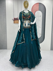 Beautiful Indo Western Fendy Heavy Embroidery Thread & Sequence Work Lehenga