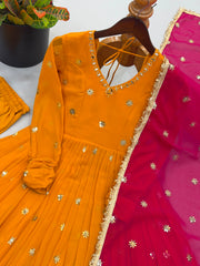 Party-wear Georgette With Embroidery Work Gown